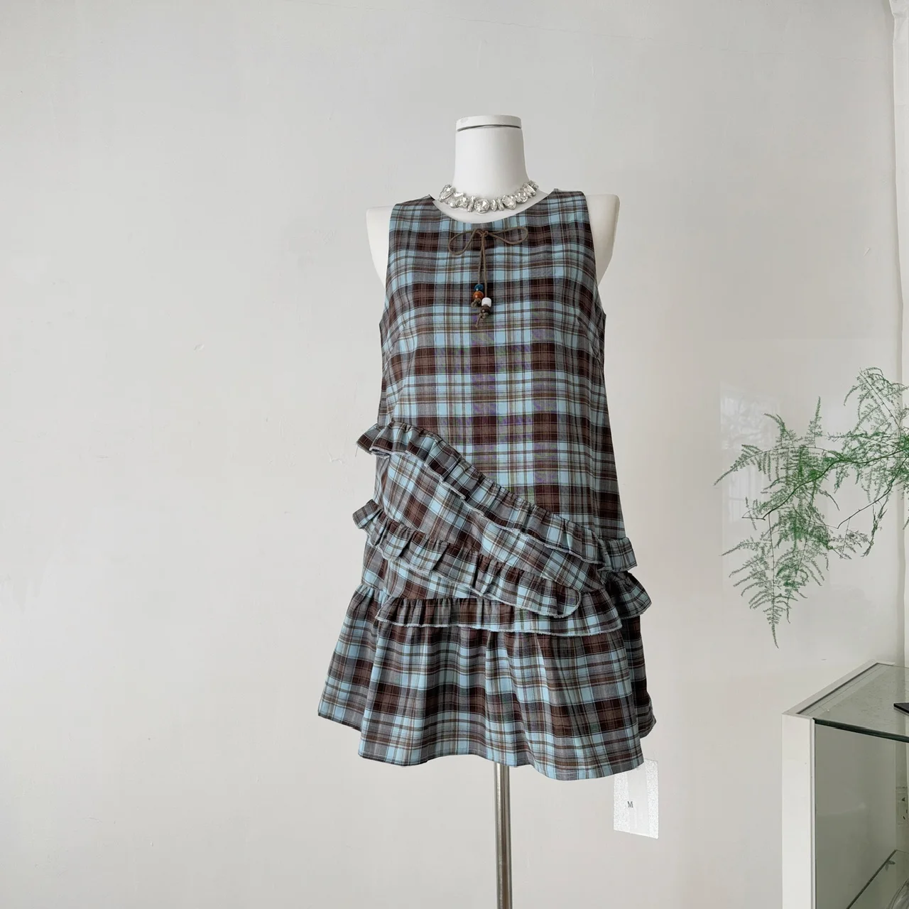 

Summer Women Preppy Style Plaid Mini A-line Dress Korean Fashion Sleeveless Frock One-Piece 2000s Aesthetic Contrast Color Y2k