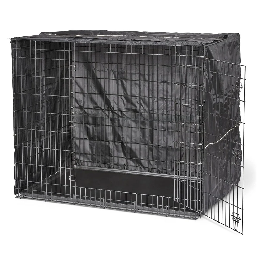 Waterproof Dog Crate Cover 210D Oxford Fabric Privacy Kennel Cover for Stress Relief Fits Standard Cage Sizes Black