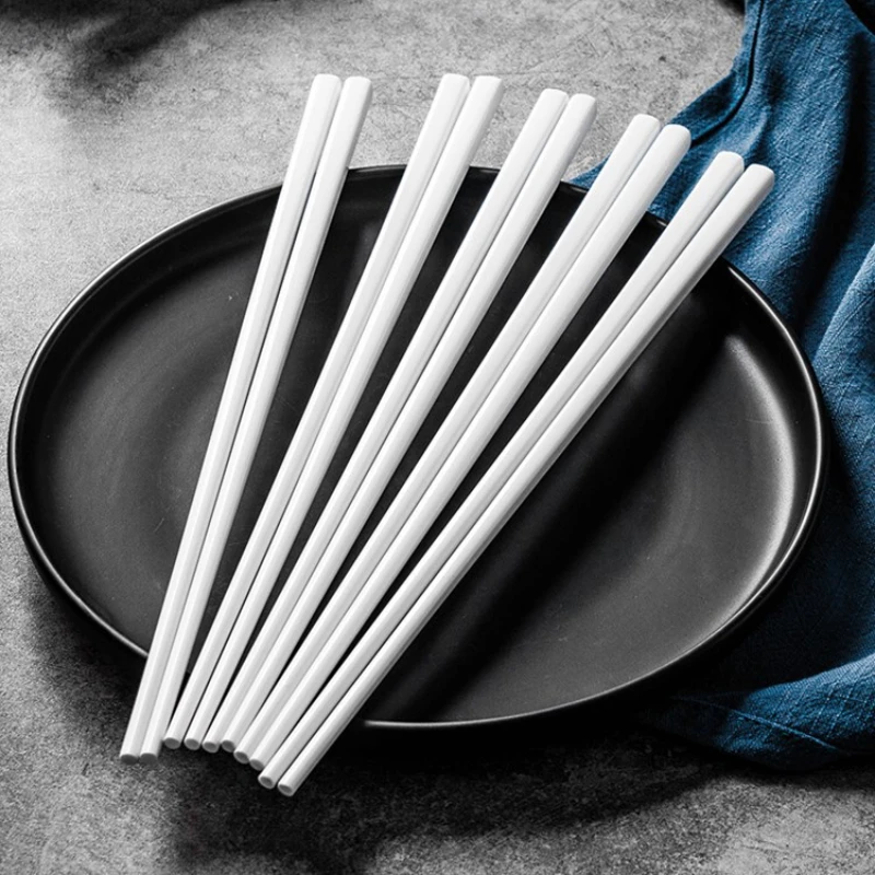 Ceramic Chopsticks Household Mildew Free High Temperature Resistant Ivory White Bone Porcelain Pure White Chopsticks