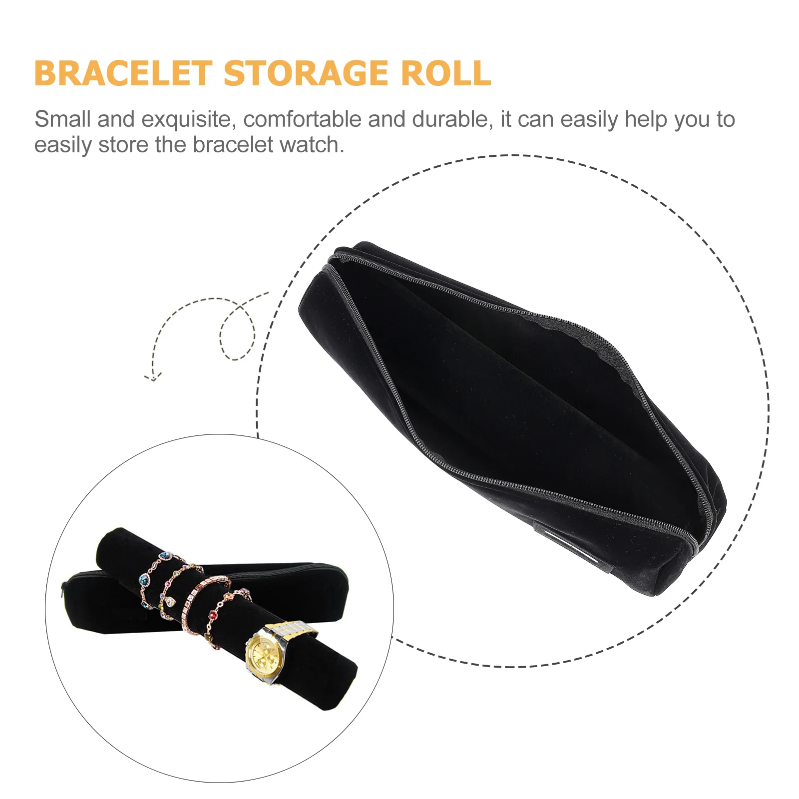 

Jewelry Storage Bag Bracelet Watch Case Organizer Black Fabric Pouches Lightweight Compact Premium Material Soft Texture Scratch