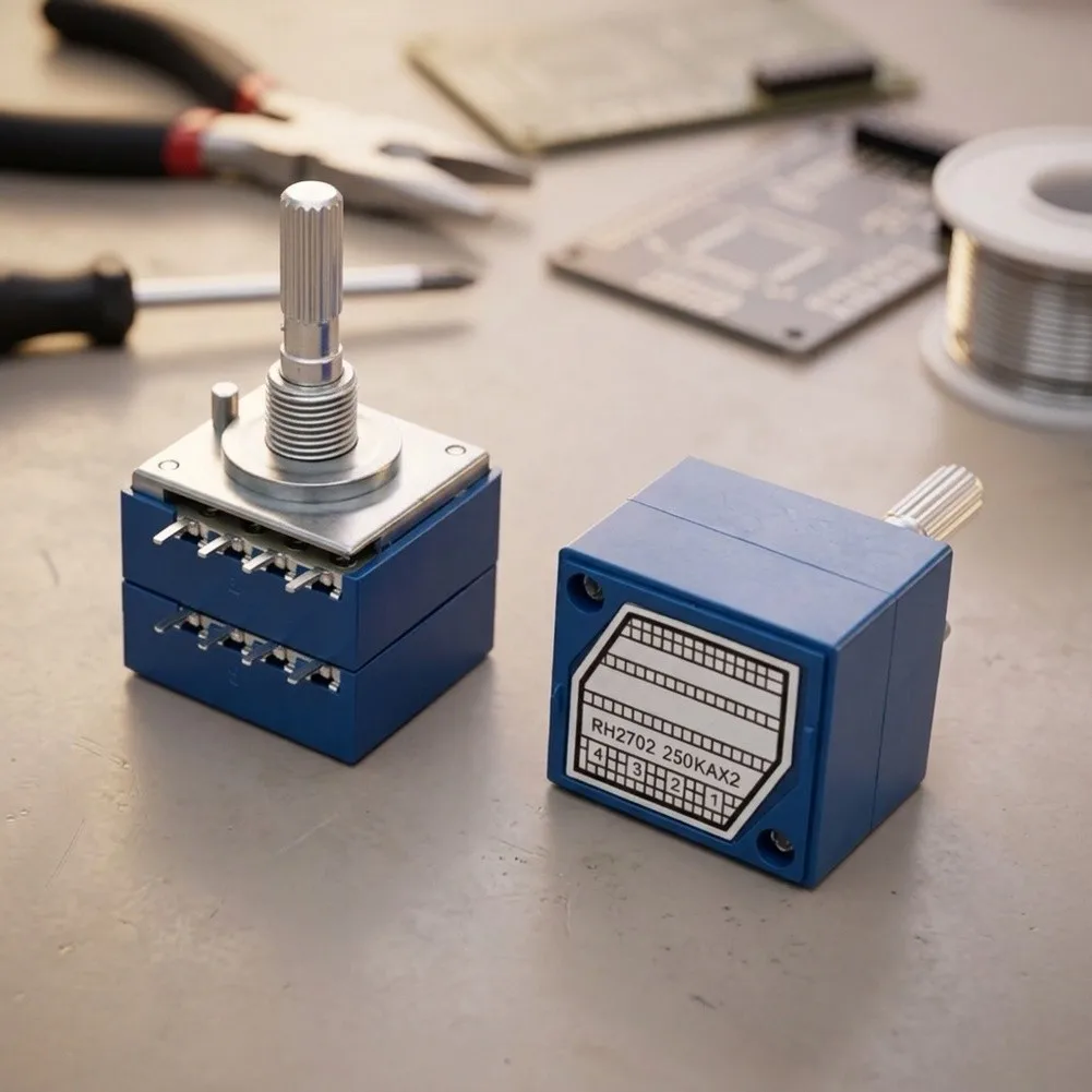 Electronic Circuit Control Dual for volume Potentiometer Lightweight Build Stable Output 100K Ohm Tolerance Silver