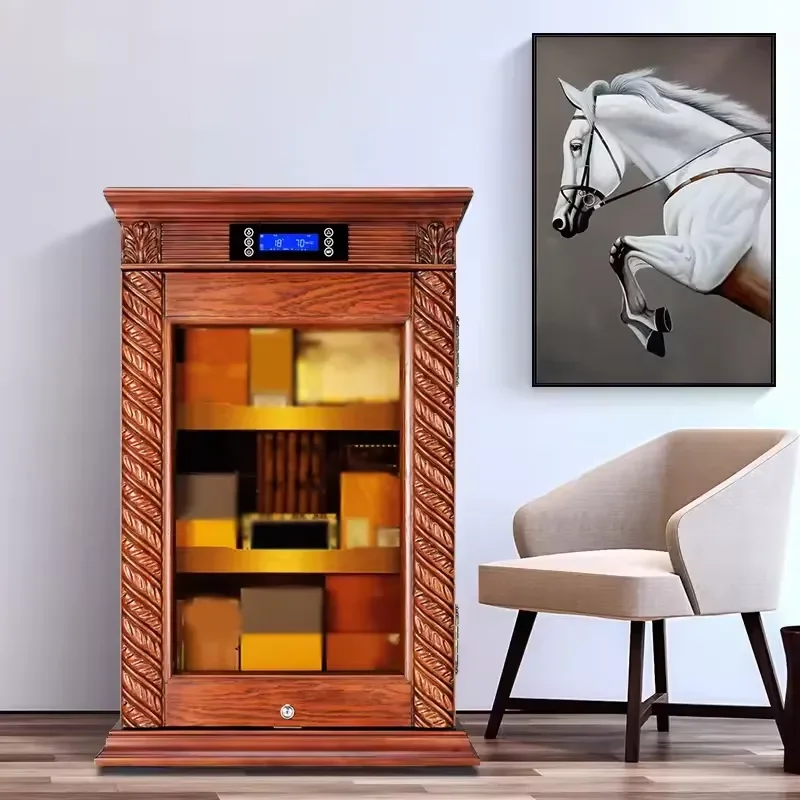 Electric Cigar Humidor Cabinet Spanish Cedar Wooden Display for Household Use