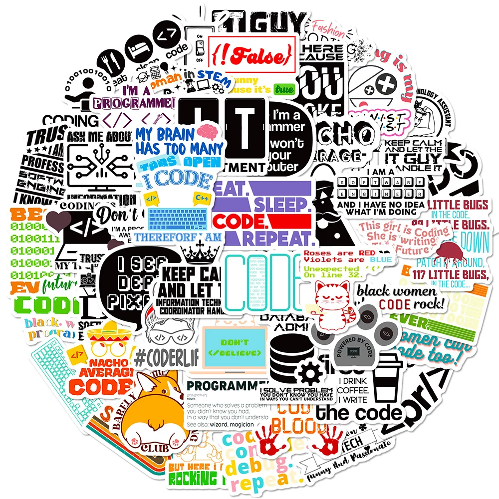 10/30/50pcs Programming Funny Graffiti Stickers Internet Hacker Programmer Java Php Sticker Laptop Phone Luggage Cartoon Decals