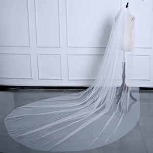 Wholesale White Ivory Cheap 3 meters Veil Cathedral a Long Border Layer Cut Bridal Veins 2024 8 MAIN SALES BROWN VÉU - №2