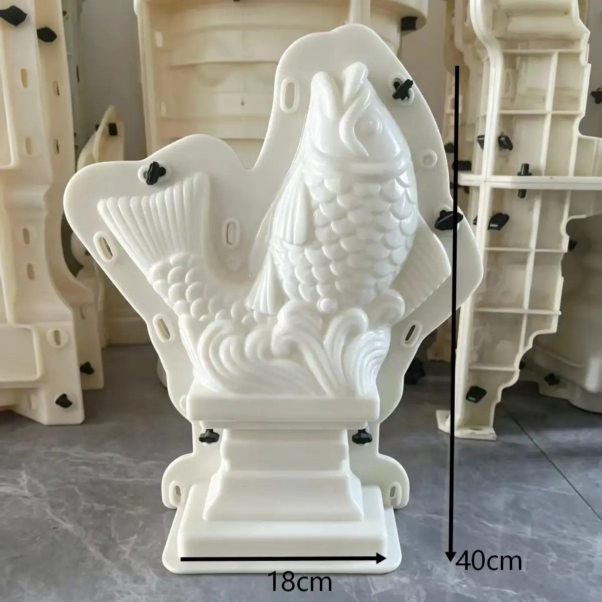 ABS Plastic Koi Fish Statue Mold Reusable Concrete Cement Casting Mould DIY Garden Villa Balcony Ornament Animal Sculpture Mold