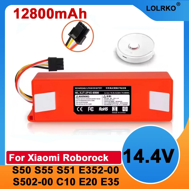14.4V 6500mAh Original Replacement Battery For Xiaomi Roborock S6 S7 MaxV Q5 Q7 MAX Robot Vacuum Cleaner Accessories Parts
