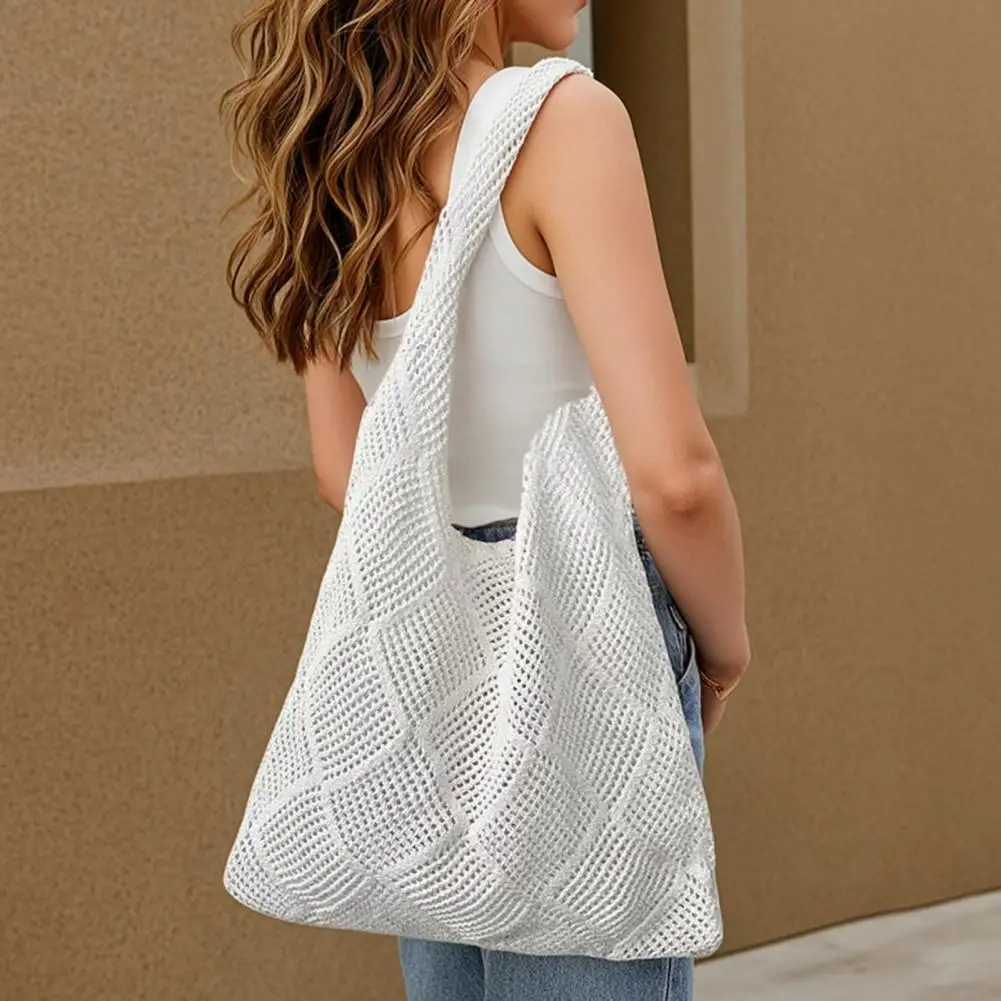 Fashionable Summer Handbag Lightweight Solid Color Mesh Handbag Fashionable Beach Bag for Outdoor Travel Vacation