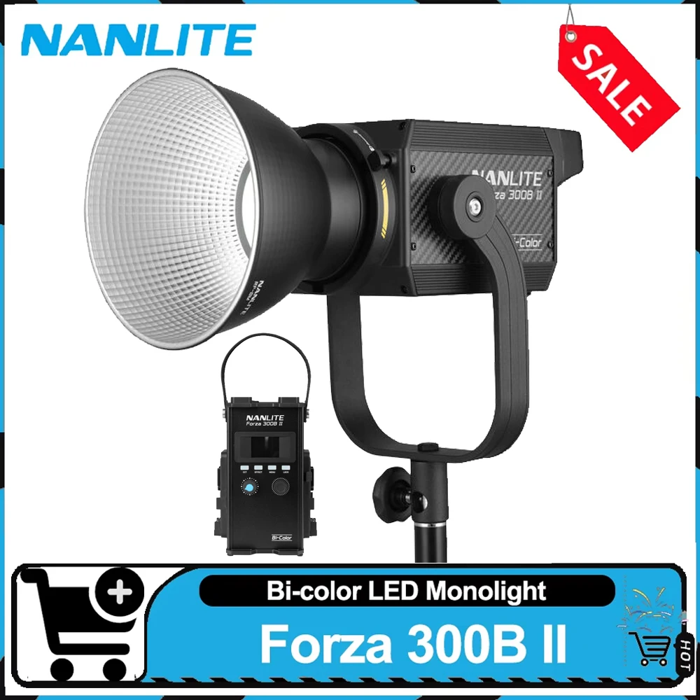 Nanlite Forza 300B II Bi-Color LED Monolight 2700-6500K 300W Video Light for Studio Filmmaking