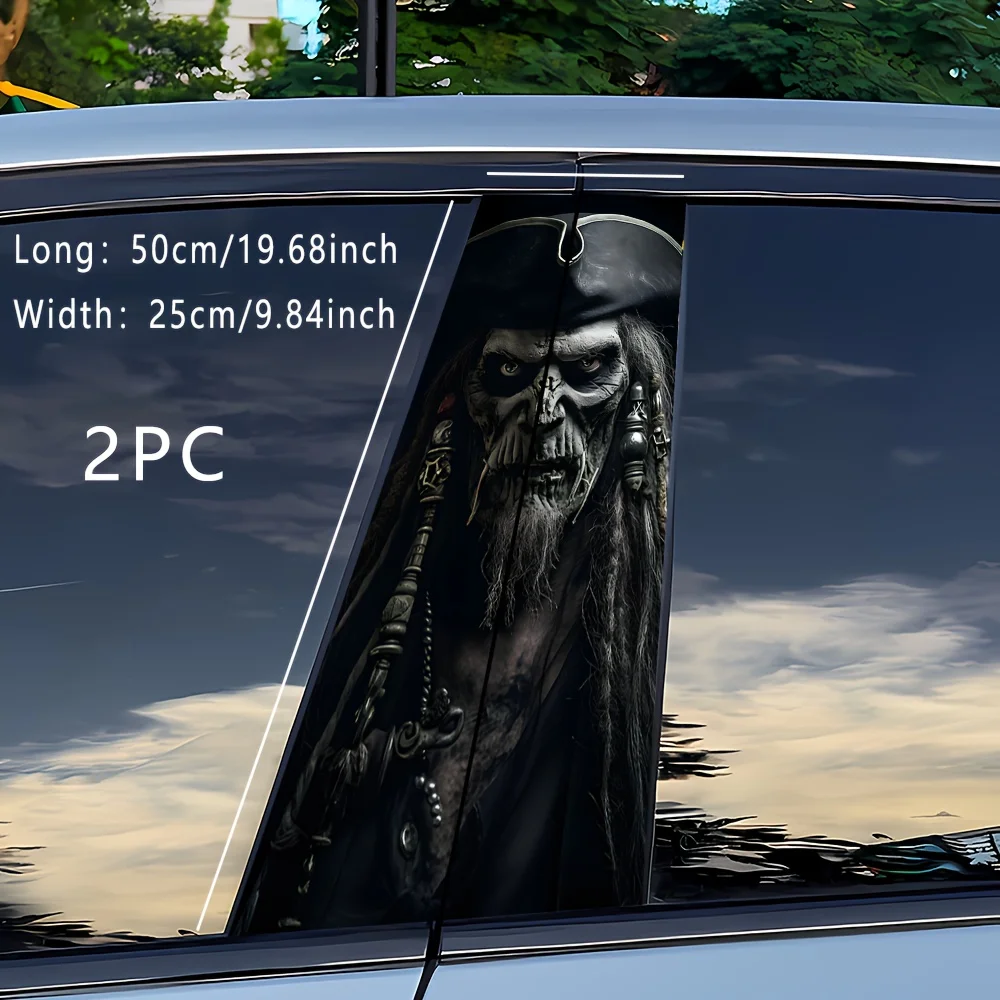 2 Piece Terminator & Pirate Demon Vinyl Car Sticker - Scratch Resistant, Suitable for All Models, Cartoon/Skull/Monster Pattern