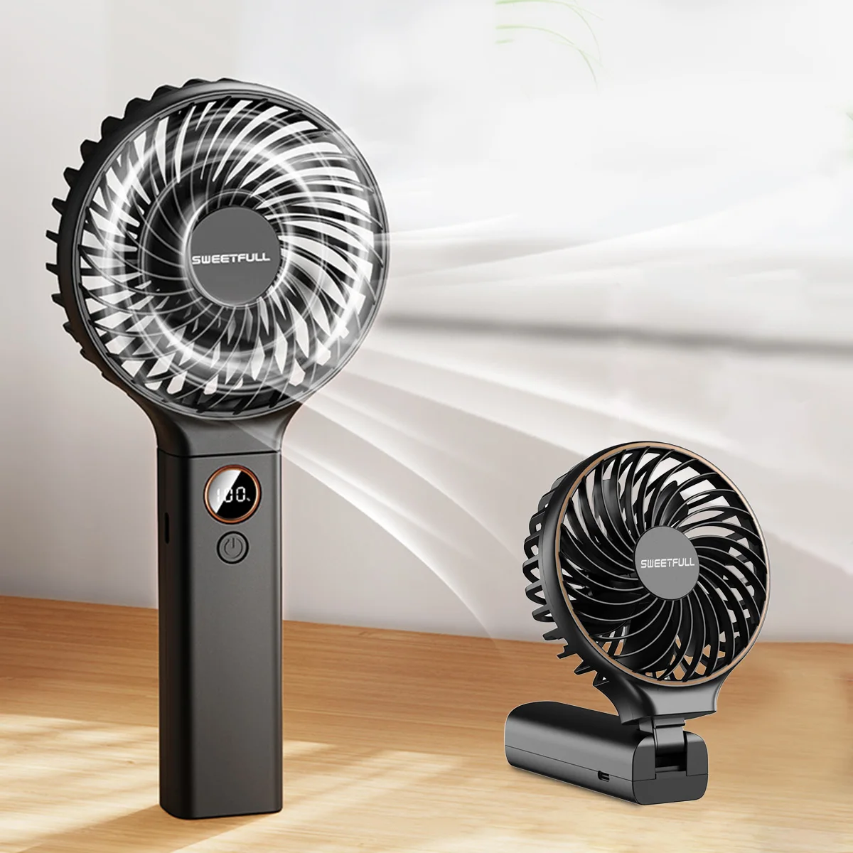 Handventilator, tragbarer Mini-Ventilator, 4000 mAh, wiederaufladbarer USB-Lüfter, 6-Gang-verstellbarer Faltventilator, unverzichtbar für den Sommer