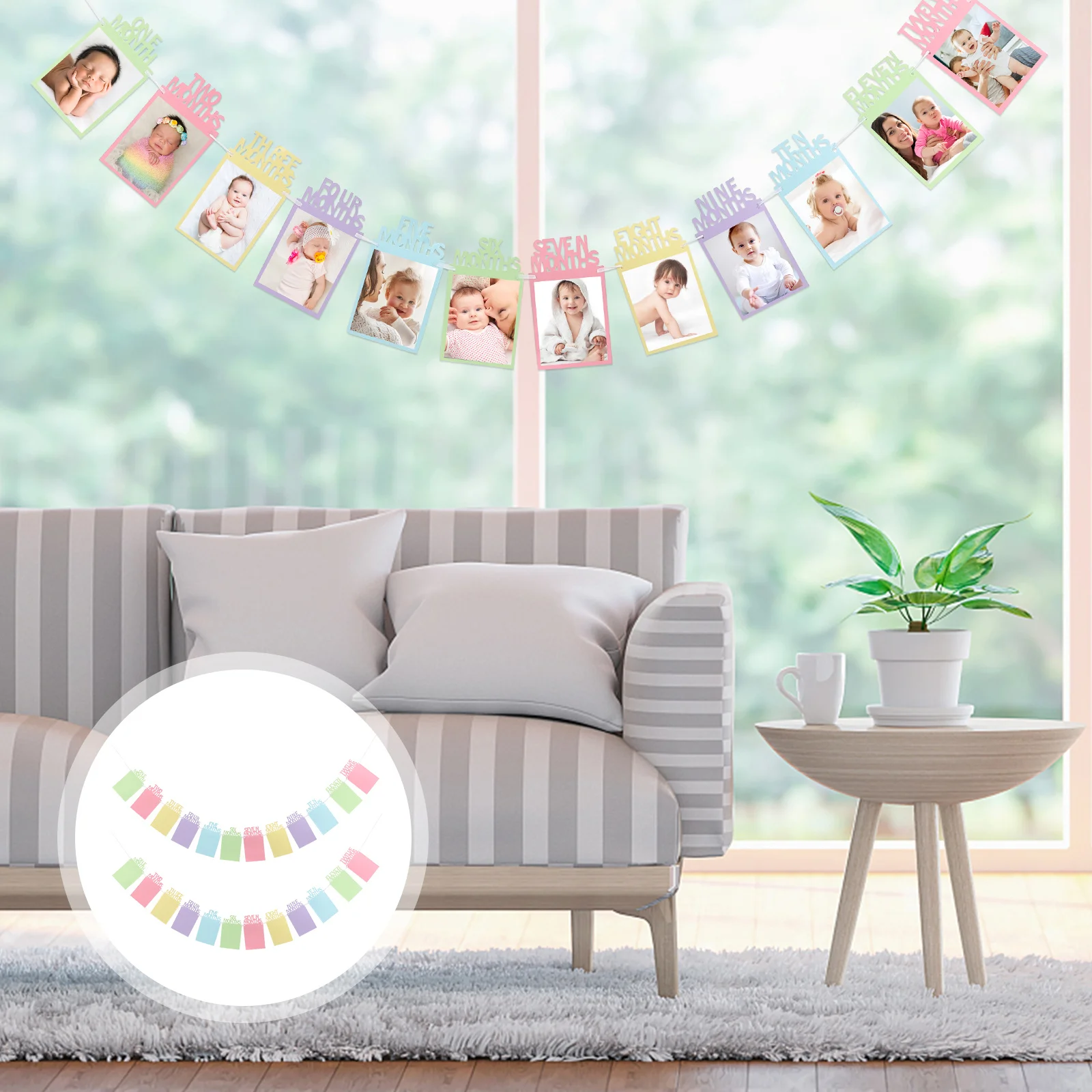 

2Pcs Photo Banner Decor for Birthday Party Hanging Decoration Light Weight Bunting with Growth Memory Display