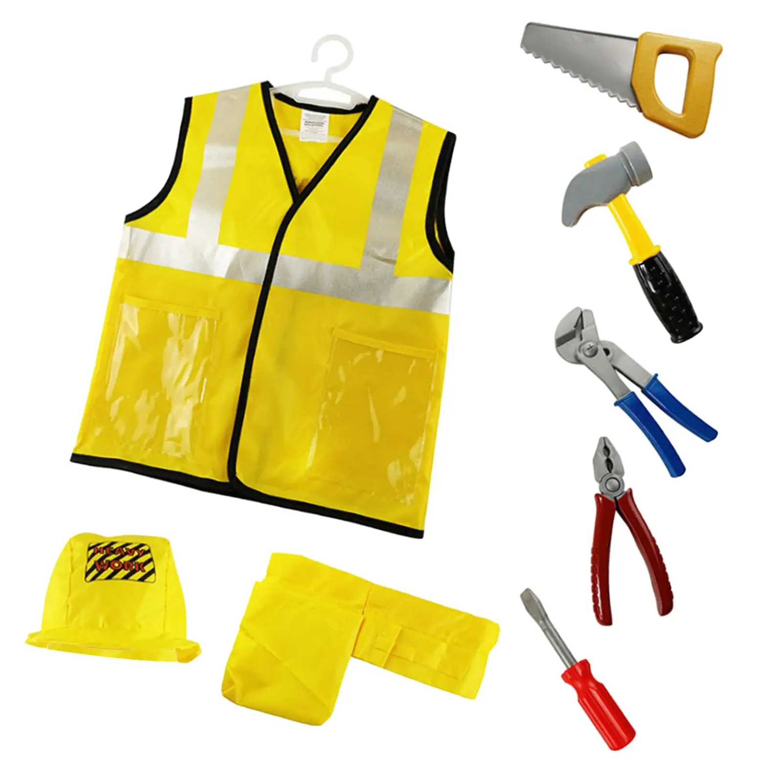 Construction Worker Costume Learning Dress up Pretend Play Construction Tool for