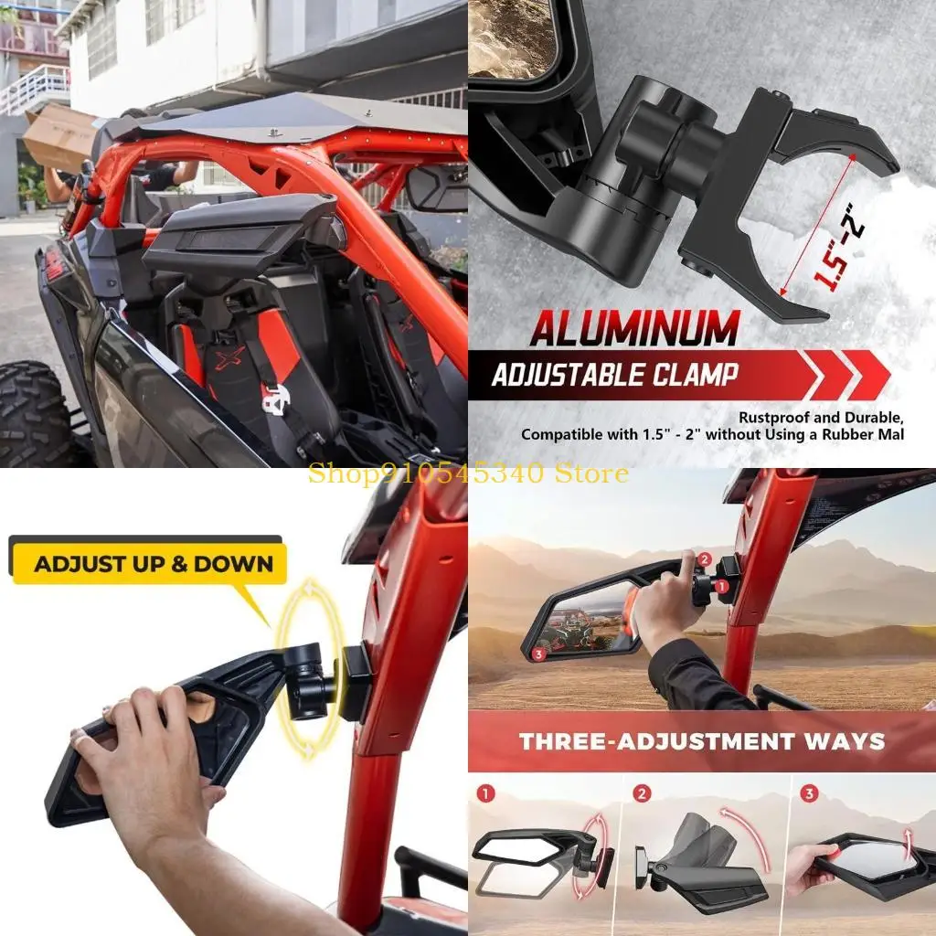 U2JA Industrial Grade Wide Ranges Side Mirrors Adjustable Rear View Mirror Robusts & Weatherproof Mirrors for Can-Am Sand