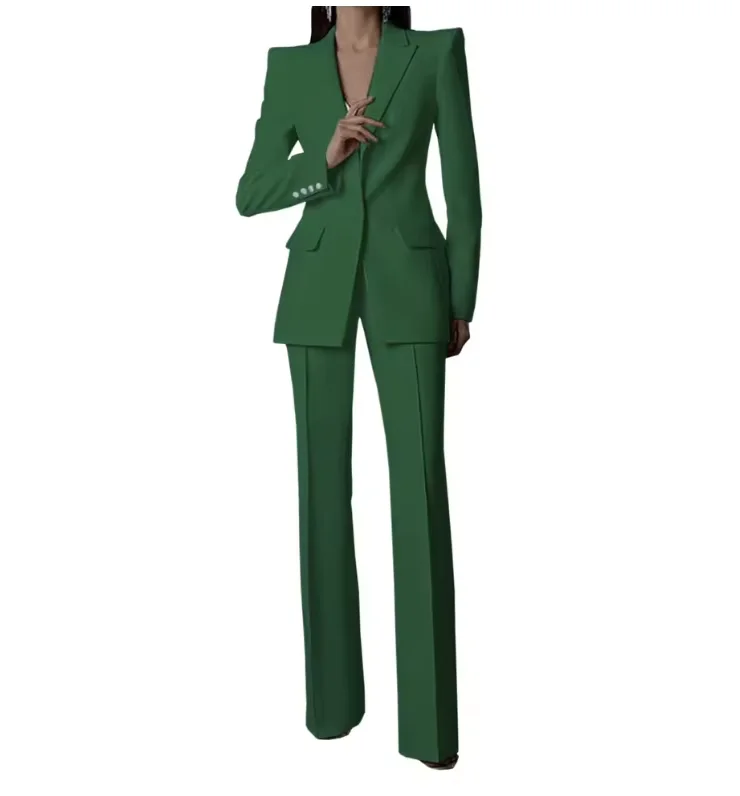 Allingentle – costume pantalon pour femmes, manches longues, coupe régulière, bouton unique, ensemble 2 pièces pour fête, haut à la mode pour femmes, personnalisé