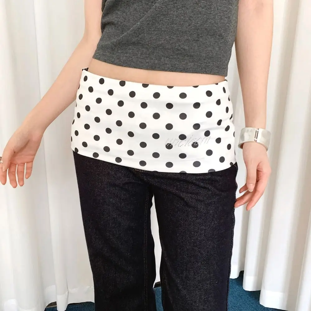 

Elegant Short Polka Dot Fart Curtain Striped Hip-covering Layered Puff Skirt Korean Style High Waist Butt Curtain Girl