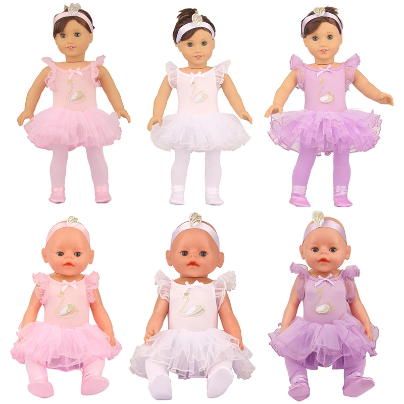 Doll Clothes Dance Dress Set for 14-18in Baby New Born Dolls Outfit Holiday Gifts For Girl 43cm Newborn Doll Ballet Dresses