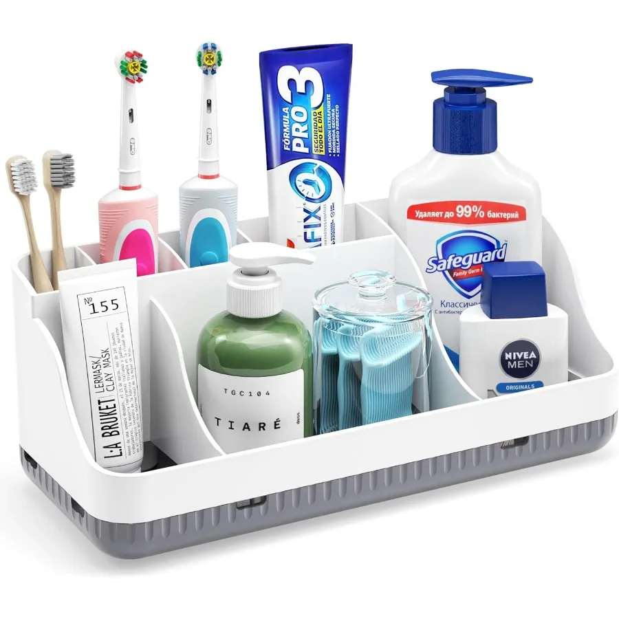 

Bathroom Counter Organizer and Storage 7 Slots Detachable Toothbrush Holders for Bathrooms Anti-Slip Electric Toothbrush and To