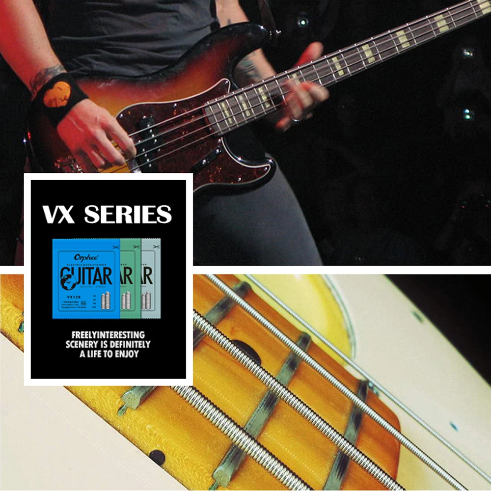 Orphee Bass Guitar Strings VX120 VX130 VX140 Medium Carbon Steel Hexagonal Core Alloy Wound Electric Bass Parts & Accessories