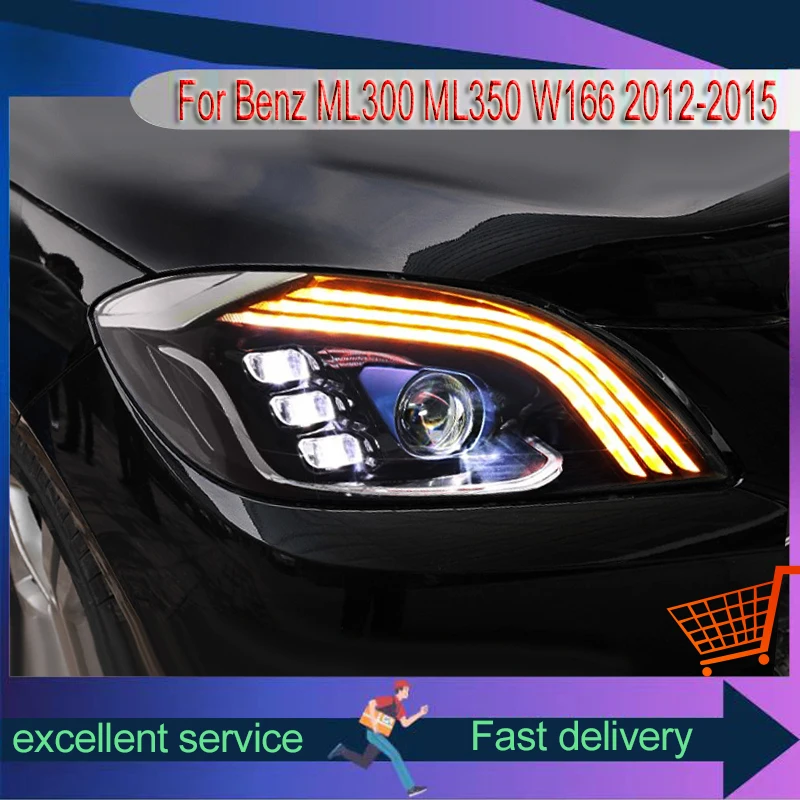 Auto Car 2012-2015 Headlights LED Lamps For Mercedes Benz ML300 ML350 ML400 W166 Upgrade Style Front Lamp DRL Tools Accessories view 4