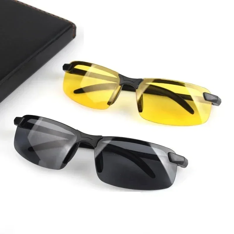 Gafas de visión nocturna para hombre, Gafas amarillas para conducir, Gafas de sol con montura de PC, Gafas para exteriores para manejar por la