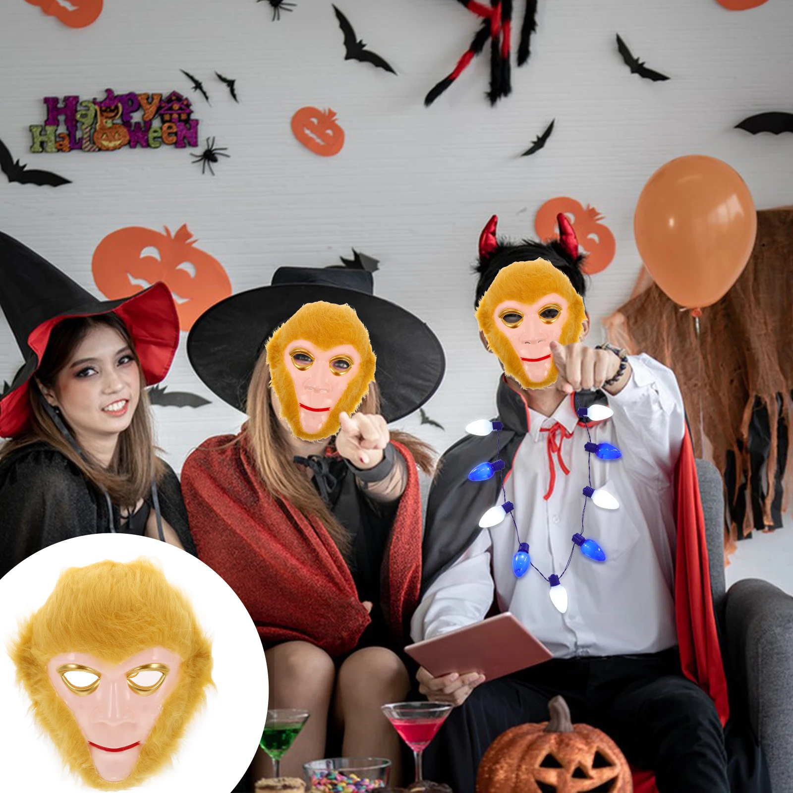 

Mask Funny Animal Face Halloween Full Head Cosplay Props Furry Monkey Child