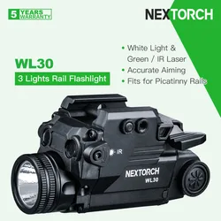 Nextorch WL30 Tactical Rail Flashlight with White Light & Green / IR Laser,  Compatible with Universal Picatinny, 400 Lumens