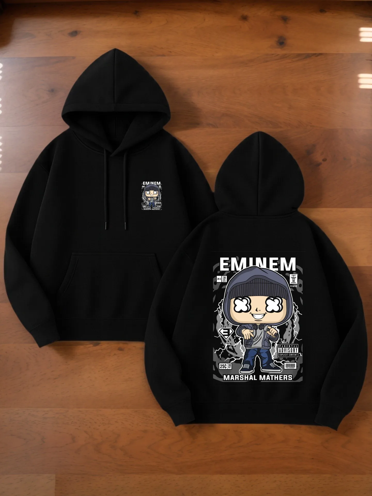 هوديي جرافيك للرجال، طباعة كرتونية ايمينيم، نمط الهيب هوب، مبطن بالصوف، للشباب، للارتداء اليومي #1