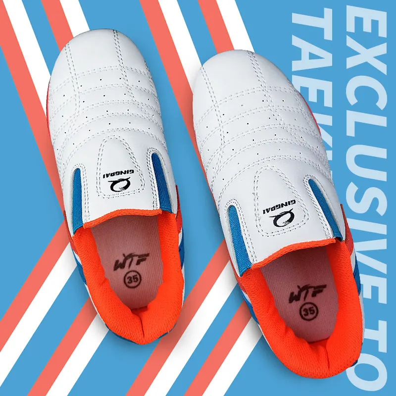 Chinese Wushu Shoes Tai Chi Shoes PU Leather Kungfu Taiji Practice for Men/Women Taekwondo Sport Sneaker Tae Kwon Do Shoes