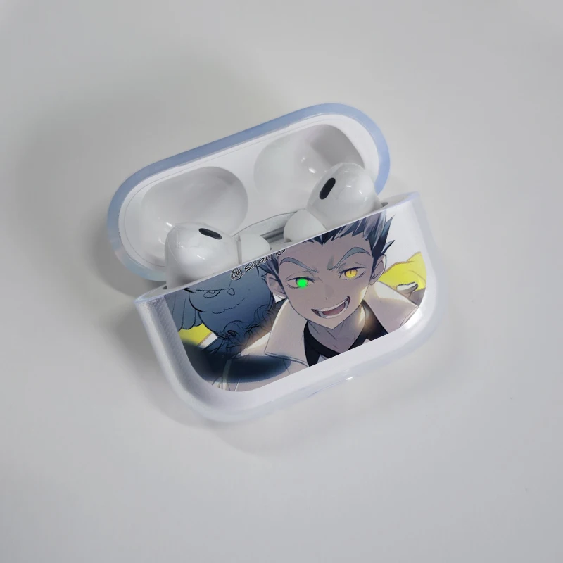 الكرتون شفافة بلوتوث حقيبة سماعة الاذن أنيمي Haikyuu Oya الكرة الطائرة ل AirPods Pro2 4 بلوتوث سماعة شفافة