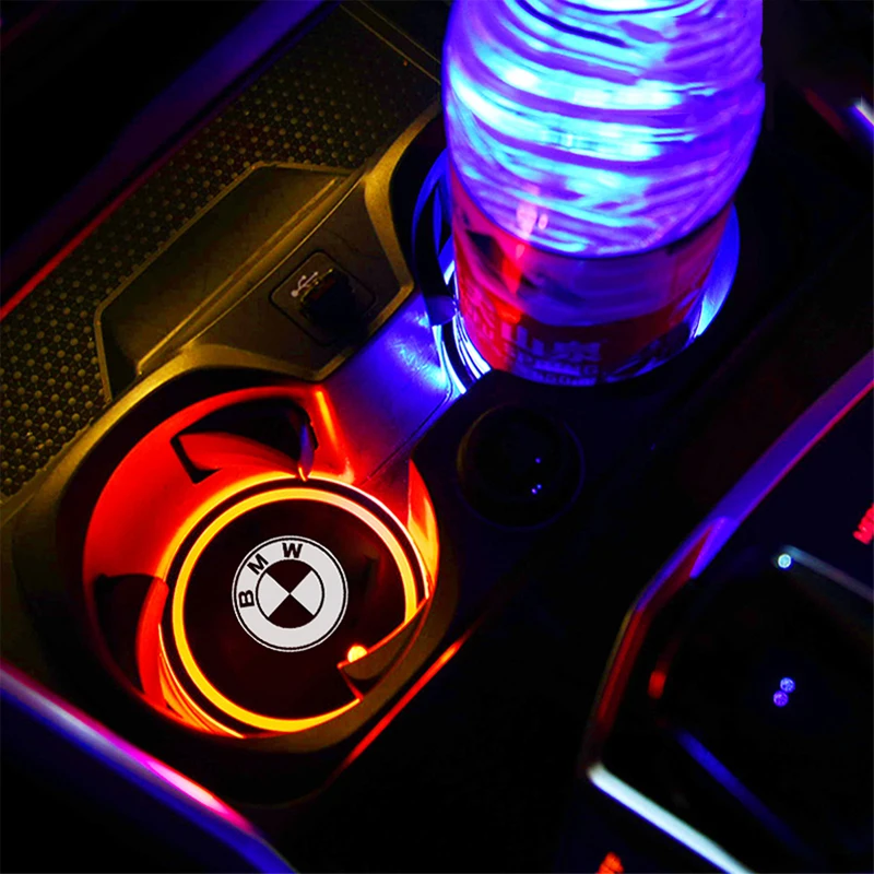 LED Luminous Car Water Cup Holder Coaster Lamps For BMW M E46 E90 E60 F30 E39 F10 F20 E87 E36 F20 E92 1 2 3 5 Series X1 X3 X5 X7