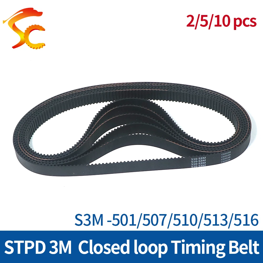 

ONEFIRE S3M closed loop Timing Belt Length 501/507/510/513/516mm Width 6/10/15mm STPD 3M Rubber Synchronous toothed belt