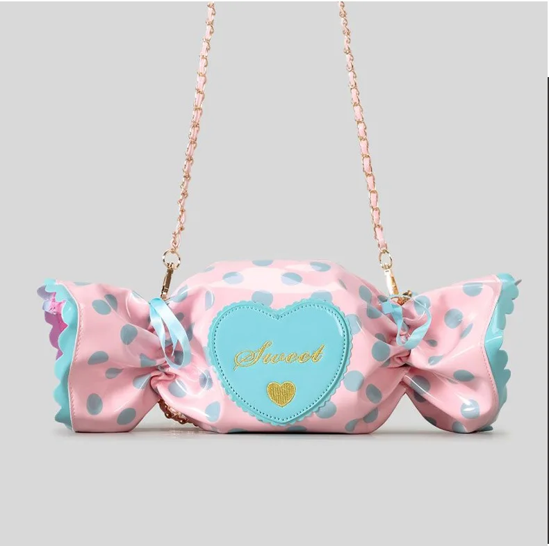 Bolso cruzado con diseño de caramelo para mujer, bolsos de hombro divertidos y creativos, bolso colorido de Pvc para niñas, monederos Harajuku con