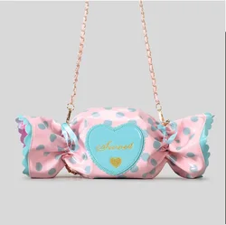 Bonito design de doces bolsa crossbody para mulheres criativo engraçado sacos de ombro colorido saco de pvc para meninas harajuku amor corações bolsas