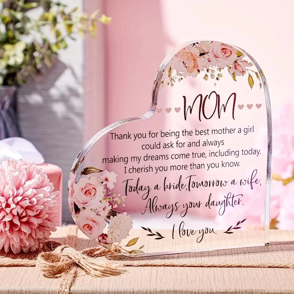 CIFBUY Acrylic Mother of Bride Sign 2D Flat Design Wedding Table Decor Personalized Name Date Gift for Wedding Party Reception