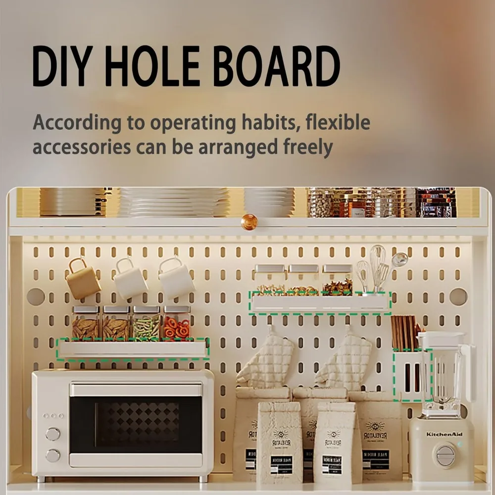 63-дюймовый кухонный шкаф для хранения, стеллажи для пекарей для кухонь с акриловой дверью и регулируемыми полками, высокая подставка для хранения в микроволновой печи