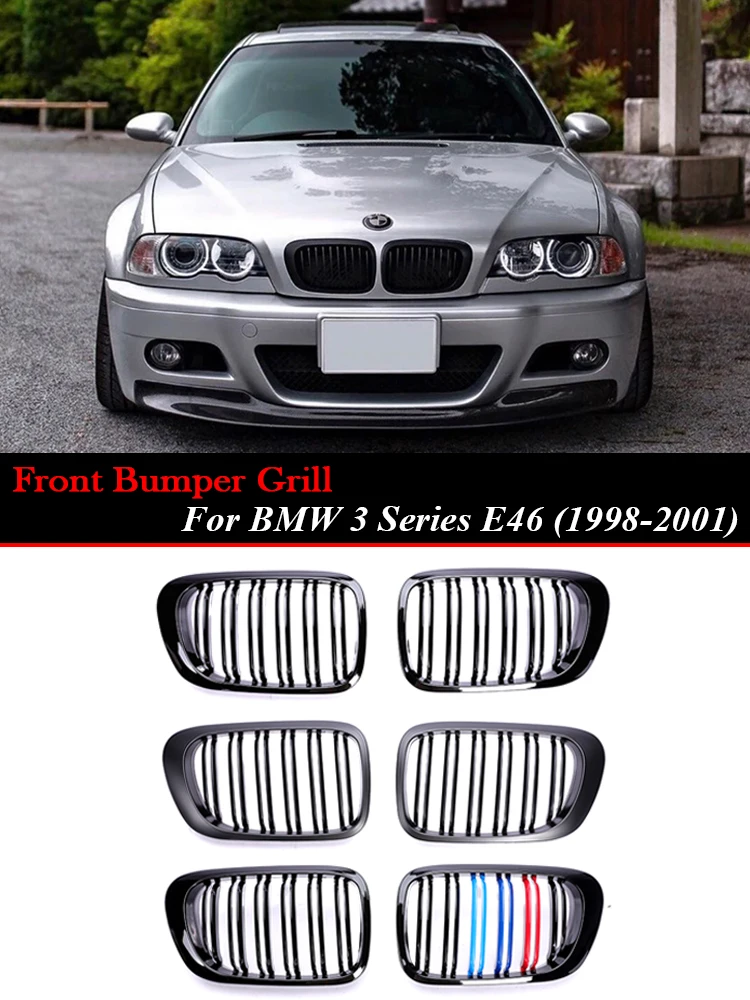 

Front Bottom Bumper Kidney Grills Gloss Black Racing Grille For BMW 3 Series E46 1998-2001 2/4 Doors 325i 320i 330i Accessories