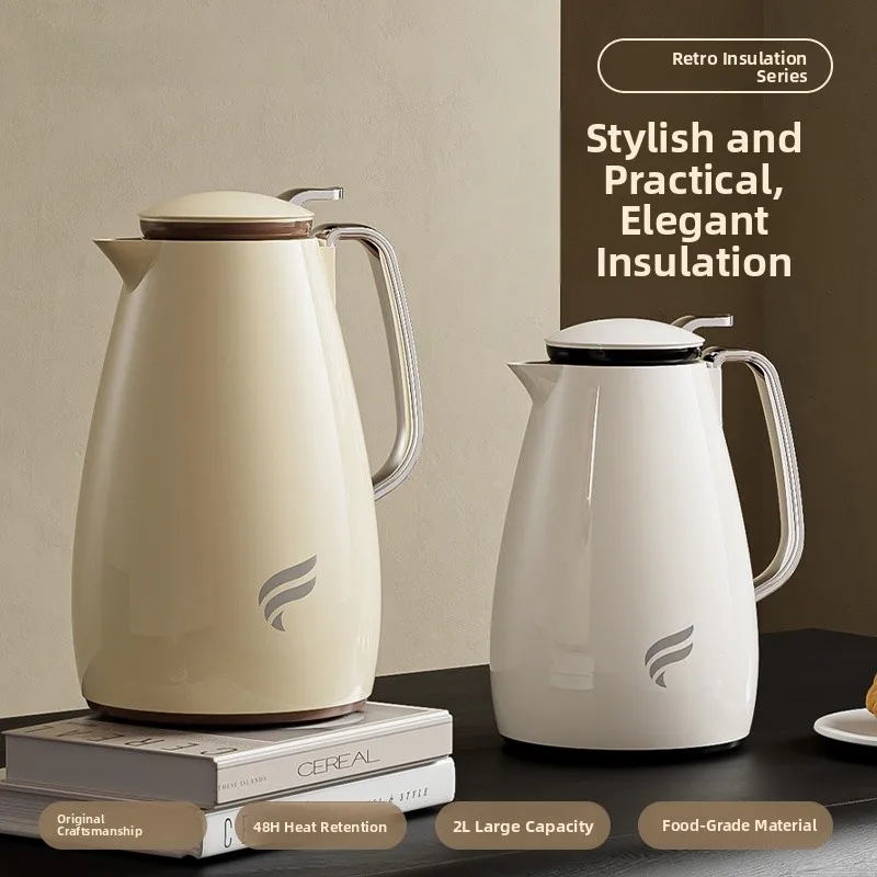 

FEENIK Large Capaci Thermal Flask Long Lasting Insulation Water Pot Vintage Sle PP Material Glass Inner Tank for Home Use