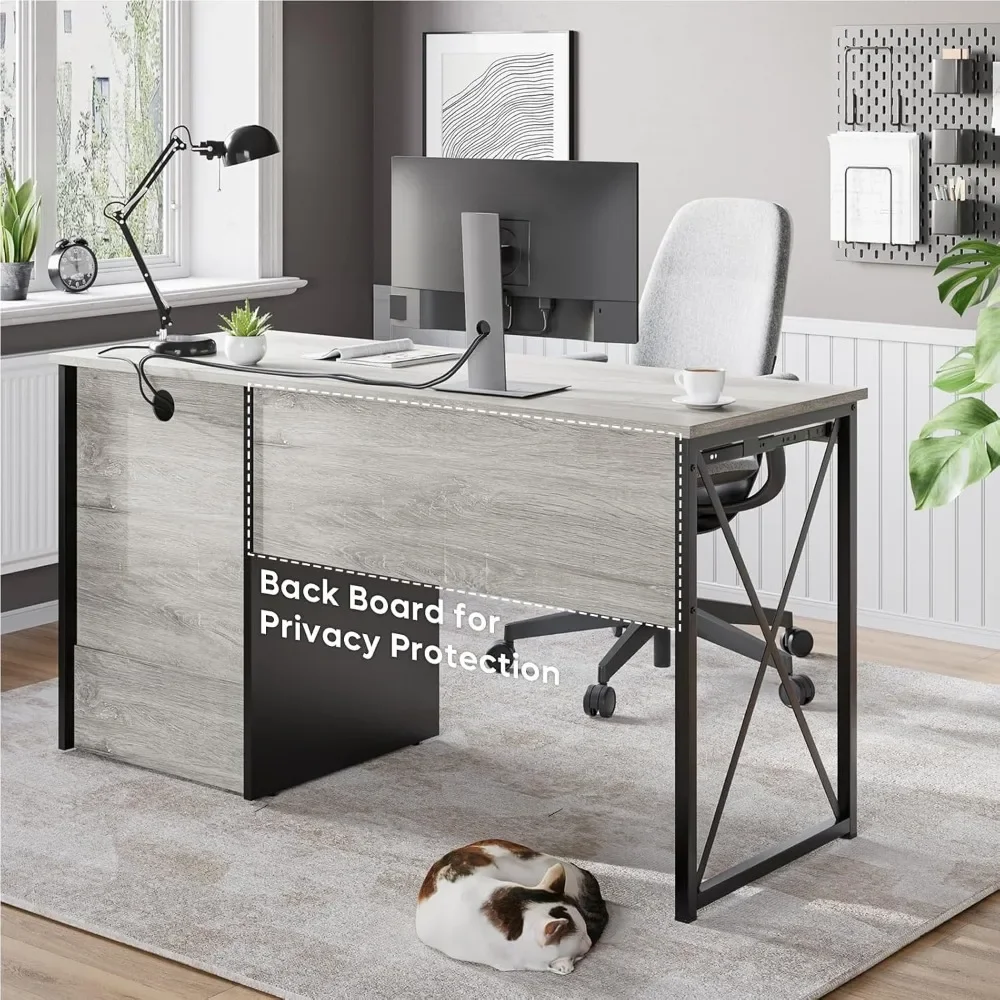 Bestier Office Desk with Drawers, 55 inch Industrial Computer Desk with Storage, Wood Teacher Desk with Keyboard Tray & File