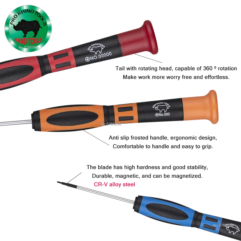 Japan RHINO DT Series Precision Screwdriver CR-V Alloy Steel P2 P5 Pentalobe PH00 PH000 Suitable for IPhone Huawei Repair Tool