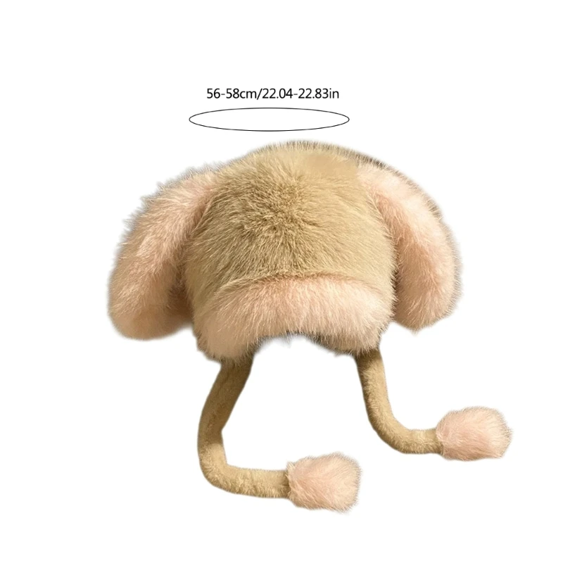 Rabbits Ears Hat Funny Plush Hat Unisex Animal Ears Flap Hat Softable Warm Hat for Girls and Ladies image 6