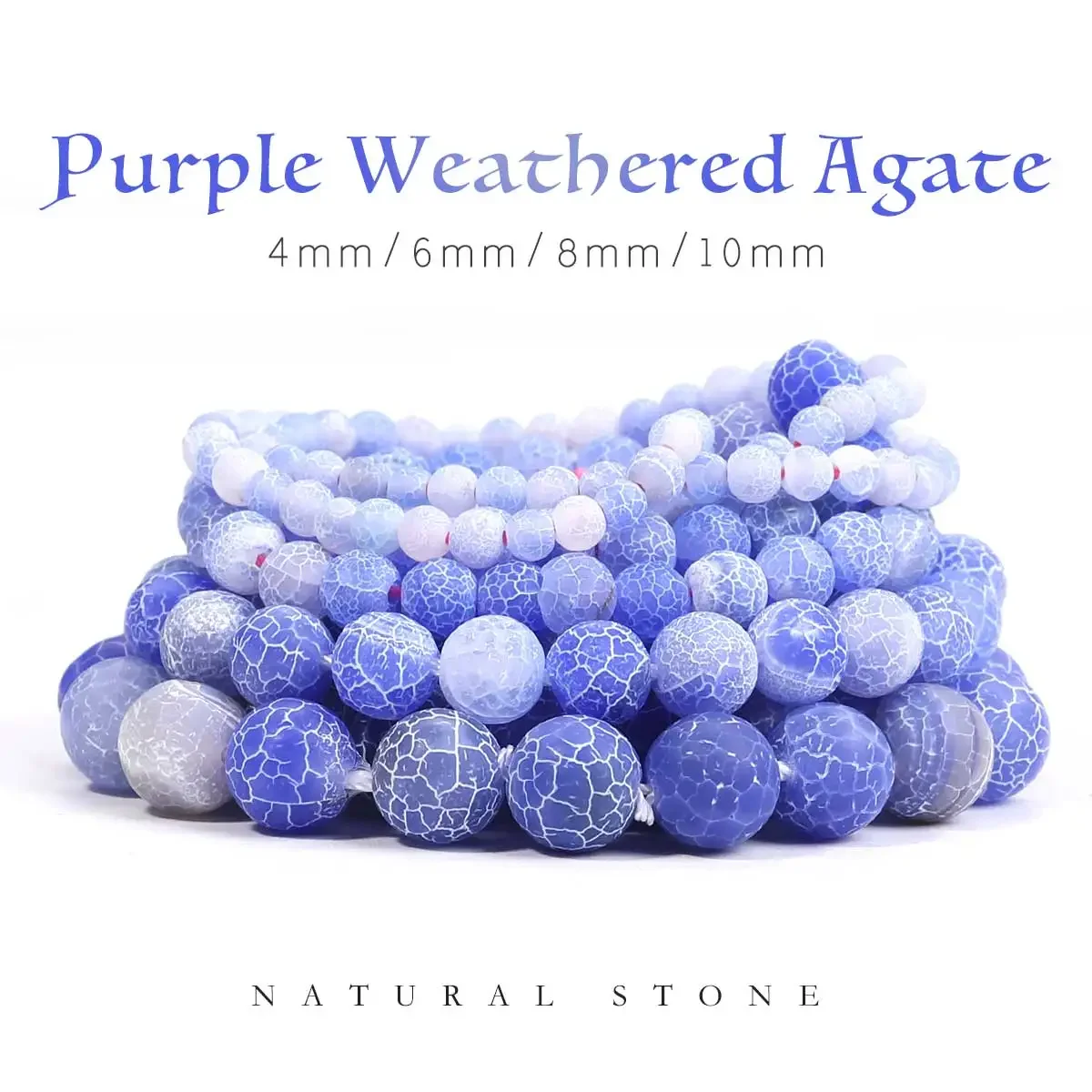 SHIJIWLS Purple Blue Weathered Agate Beads Cracked Veins Agates For Jewelry Making DIY Necklace Bracelet Earring 4/6/8/10mm