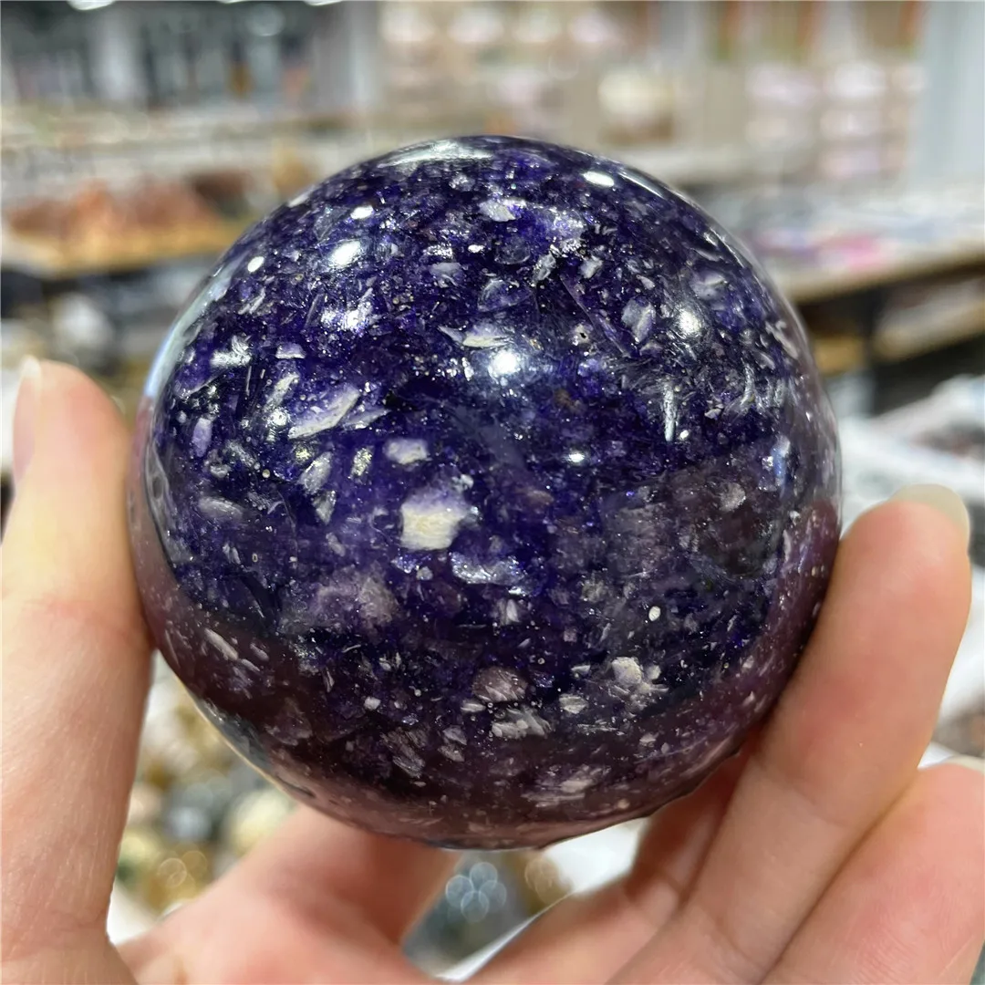 6.5-7cm Collection Of Natural Stone Purple Mica Crystal Sphere Meditation Chakra Ziyun Mother Balls Decorative Minerals Hot Sale