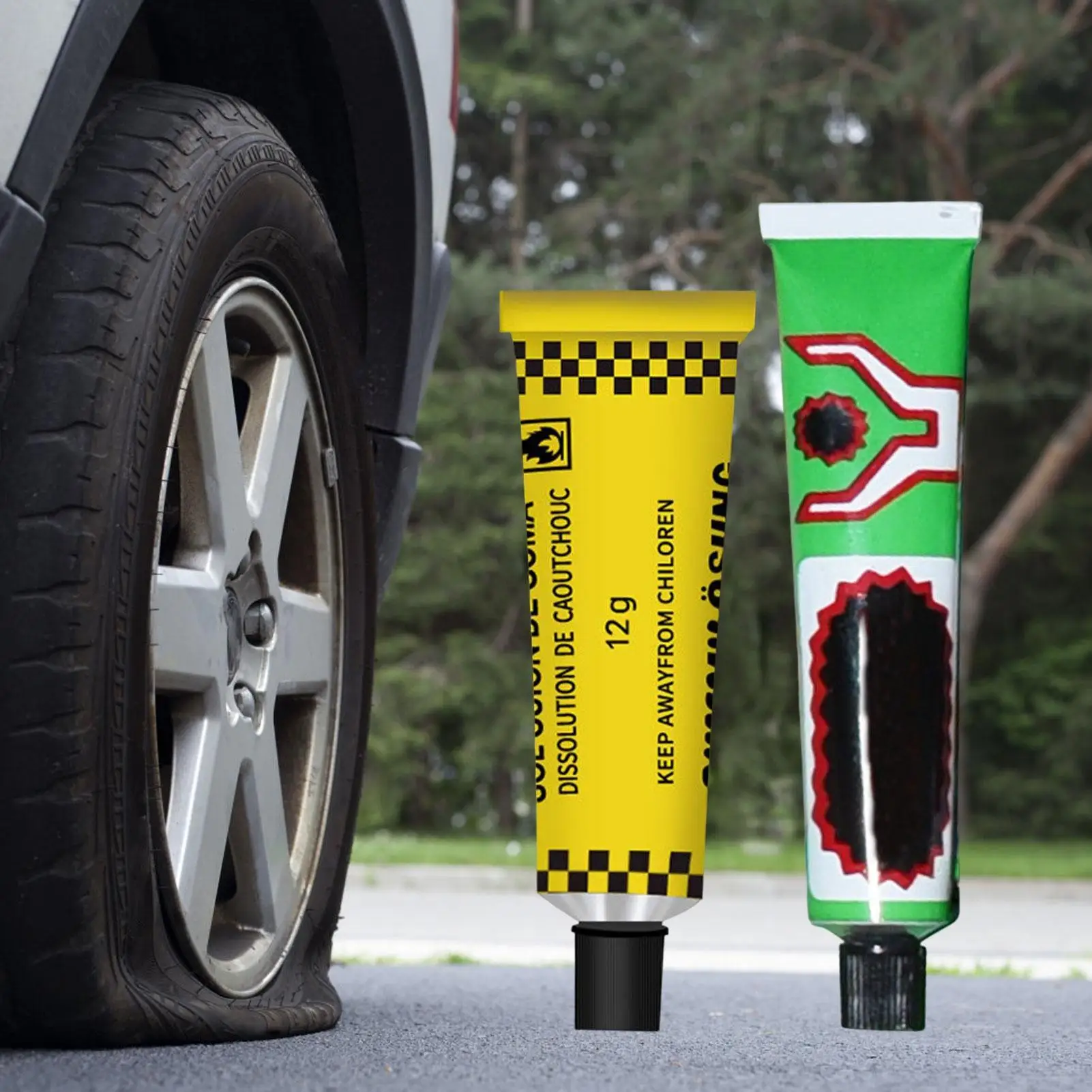 

4pcs Car Tire Plug Glue Quick Repair Healing Rubber Adhesive Safe Easy To Use High-temperature Resistant Tire Repair Glue