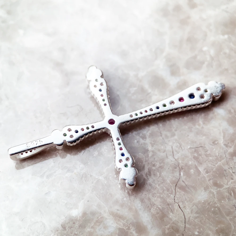 Pendant Royalty Cross,Brand Fine Vintage Bohemia Jewelry Europe Pure 925 Stetling Silver Accessories Gift For Men Woman