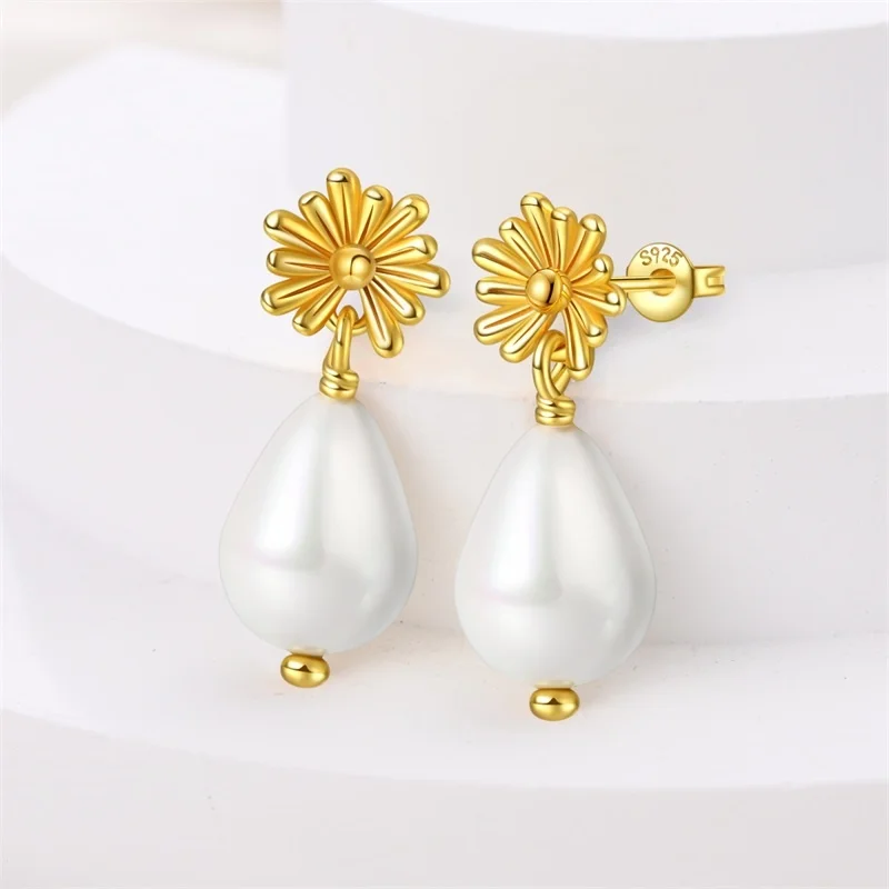 S925 Sterling Silver Pearl Earrings Collection Women Flower Earrings Elegant Jewelry Birthday Gift Anniversary Wedding