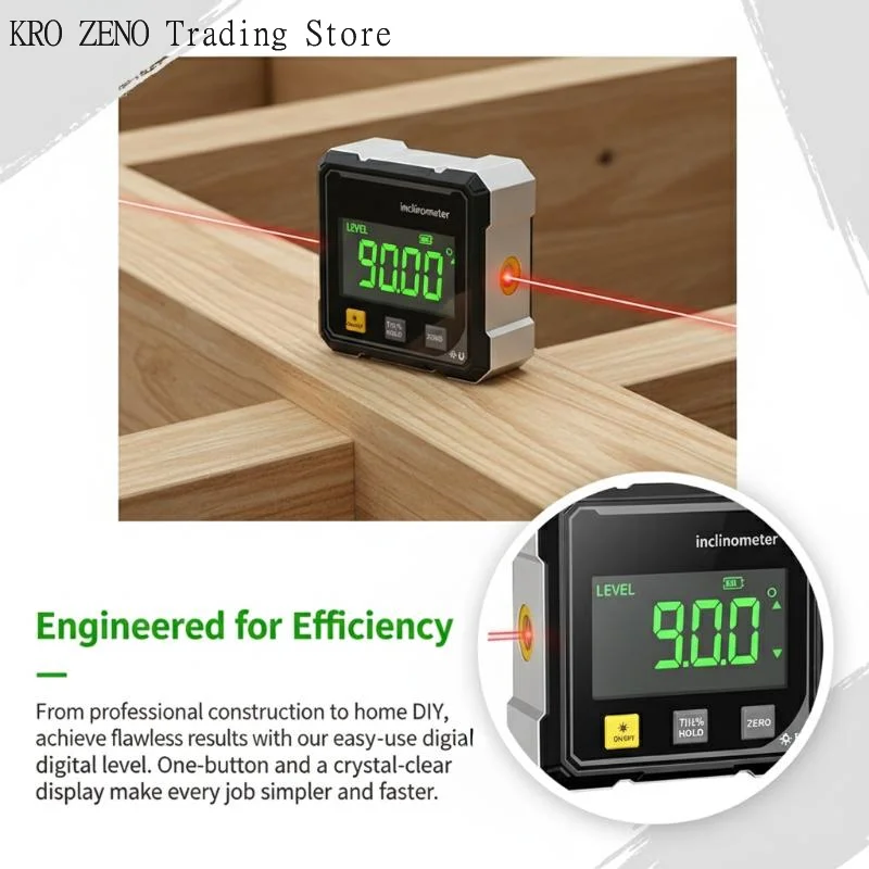 

Accurate Measurement Level Four Sided Magnetic Suction Double-sided Laser Tilt Angle Box Small Electronic Angle Ruler For Slope✨