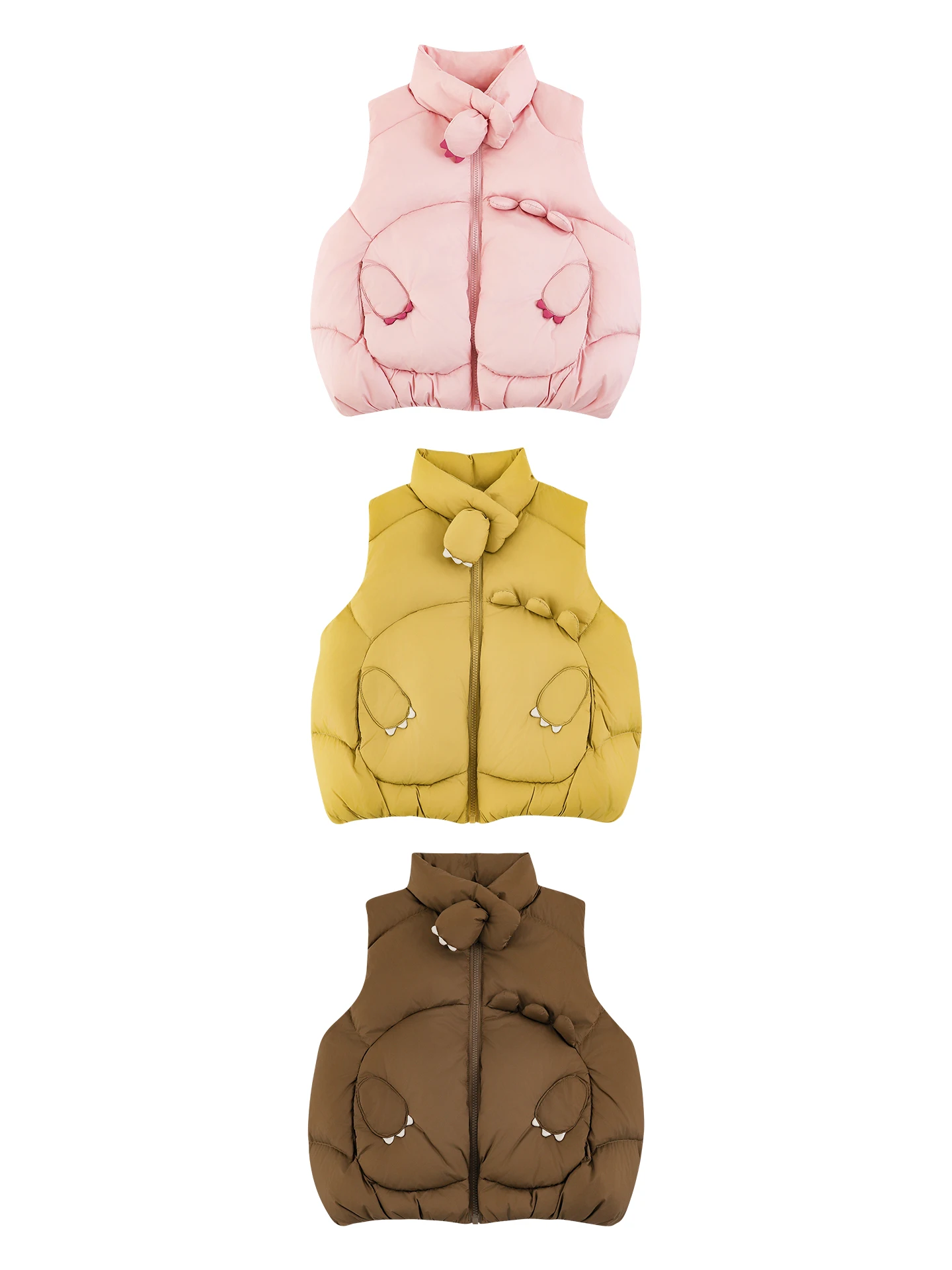 

Girls 2025 Winter Thickened Down Vest Stand Collar Quilted Puffer Sleeveless Jacket Fashion Layering Essentials Kids 1-7 Years