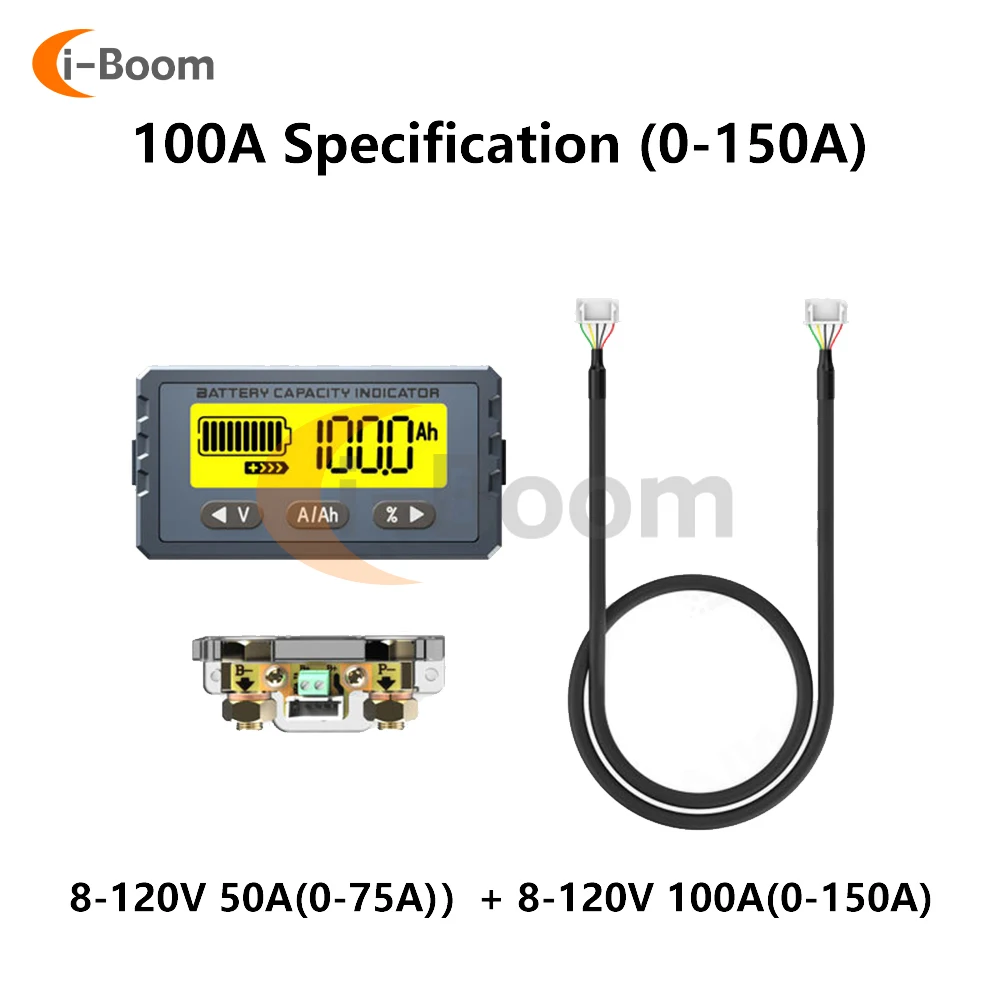 TY23 Battery Tester 8V-120V 50A 100A Coulomb Counter Meter Battery Capacity Indicator Li-ion Lifepo4 Coulometer LCD Voltmeter