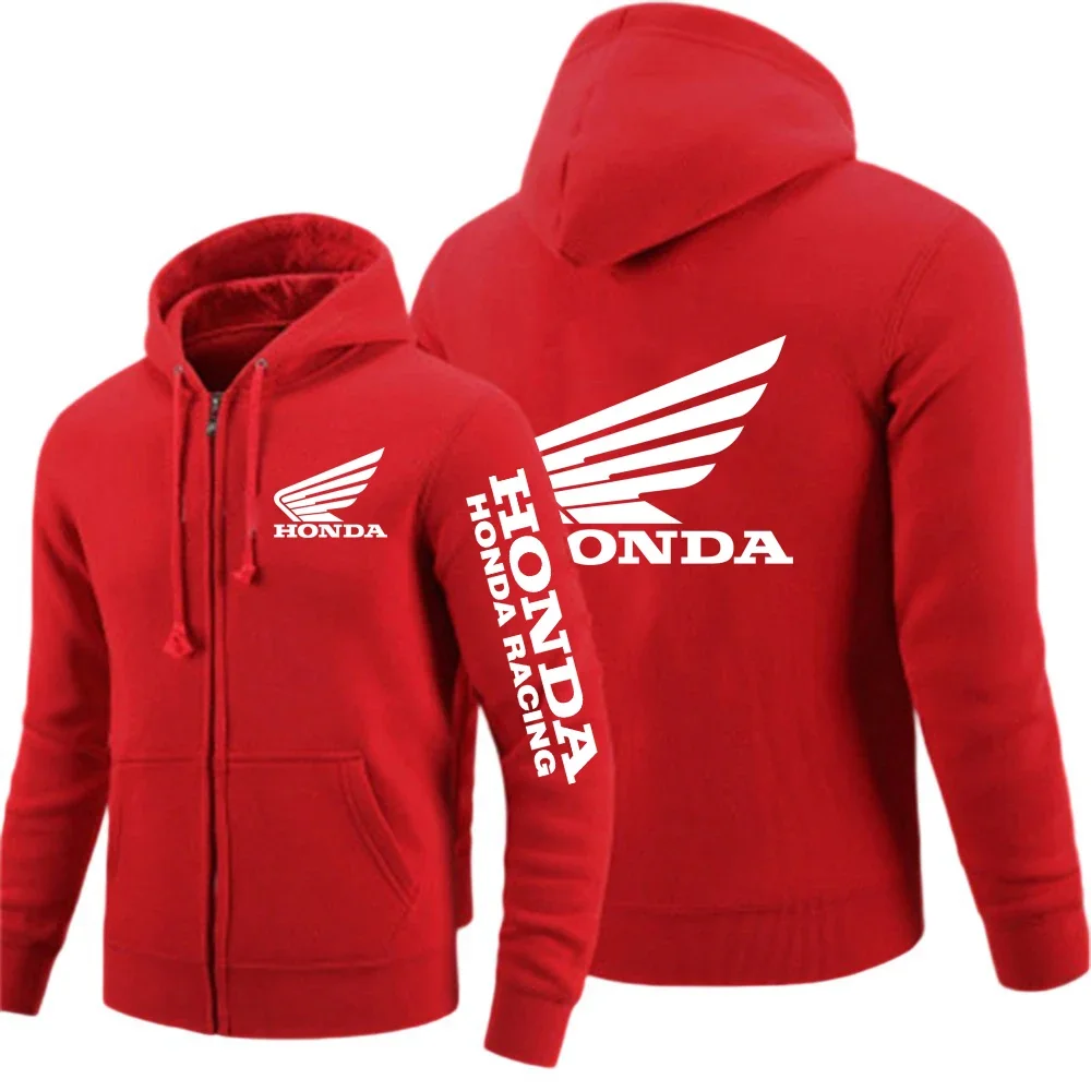 

Популярная куртка с логотипом Honda 2025 года, весенне-осенняя мужская однотонная пуловер на молнии, удобные теплые толстовки с капюшоном, пальто