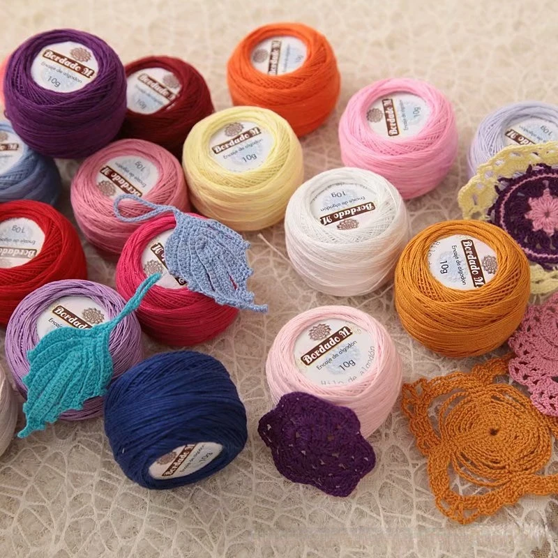 Lace Thread 50g/ball 2ply DIY Colorful Thin Lace Yarn Crochet Yarn 100% Cotton Yarn Hand Knitting Thread Sewing Machine Line